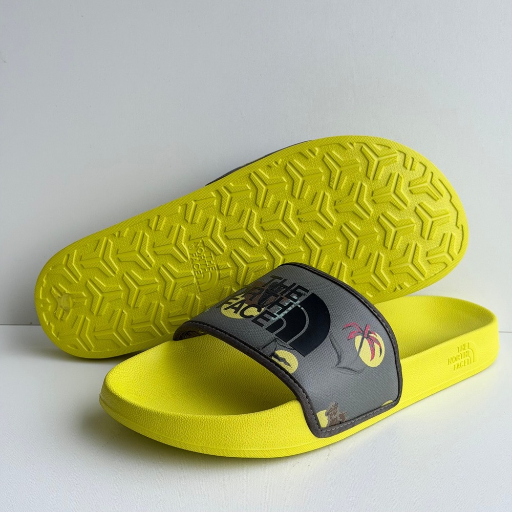 The North Face Base Camp Slide III Mens 11 Yellow Tropical Print Sandals